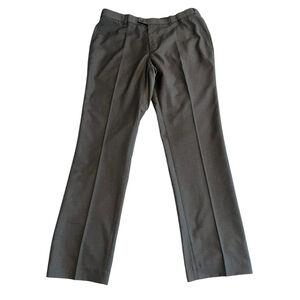 Wehilion Dress Pants Mens Size L 34 x 30.5 Gray Flat Front Creased Business NEW